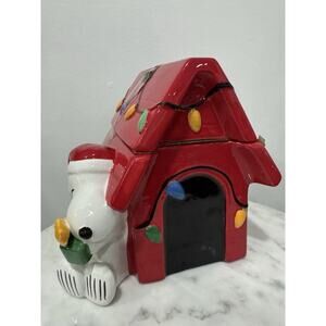 Snoopy & Woodstock Peanuts Holiday Cookie Jar St. Nicholas Square NEW